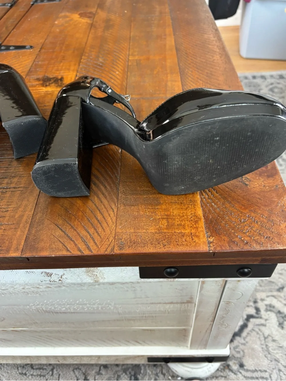 Madden Girl Black Patent Platform Mary Jane Heels